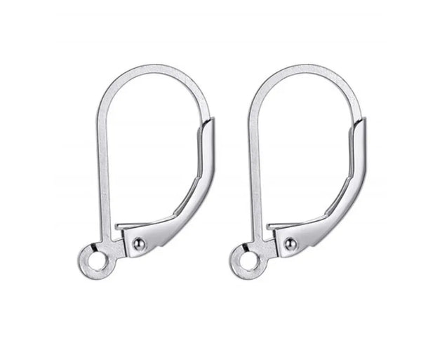 50pcs 316 Surgical Stainless Steel Ear Wires 15mm Leverback Earring Hooks