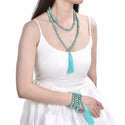 Adabele Premium 108 Mala Bead Tassel Necklace, 8mm Natural Grade A Amazonite Gemstone, Blue Green Buddhist Japa Prayer Beaded Jewelry RGN22