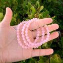 1 Strand Stretch Natural Pink Rose Quartz Beaded Gemstone Bracelet, 6mm Beads, Length Selections: 7 inch/7.5 inch/8 inch