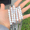 Grade A Natural Hematite Gemstone Heart Beads, Silver Plated, 15 Inch/1 Strand, 8mm, Hole ID 1mm, GFC-F2