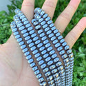 Grade A Natural Hematite Gemstone Rondelle Beads, White Gold Plated, 1 Strand/15 Inch, 8x6mm, Hole ID 1mm, GFC9-4