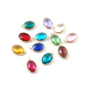 10pcs Grade A November Topaz Yellow Oval Birthstone Charm Drops, 18K Yellow Gold Plated Brass, 18x13mm, CCP6-G11
