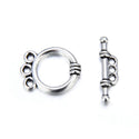 Adabele 20 Sets Round Toggle Clasp, 3 Rings Multiple Strands T-Bar Jewelry Closure, 17.7mm, Antique Silver, MC-AF8
