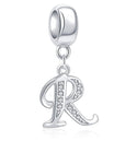 1pc 925 Sterling Silver Letter R, Alphabet Charm Pendant Drop, 18mm Long, Hole ID 4.5mm, EC3-A18