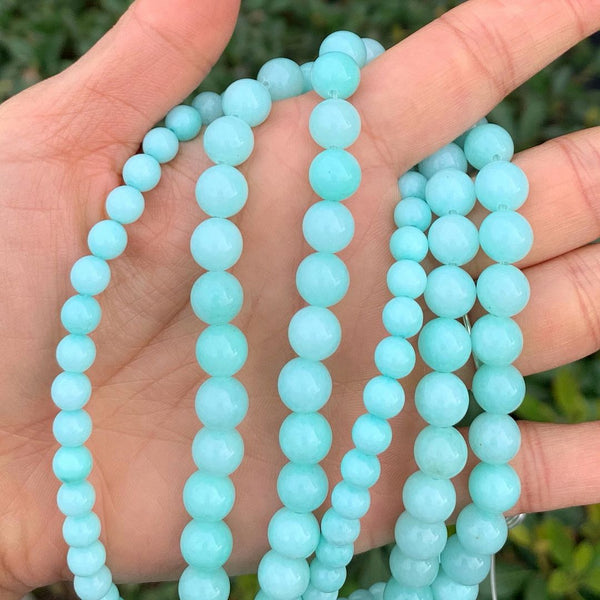 Lab Created Green Amazonite Gemstone Round Beads, 1 Strand/15 Inch, Size Selections: 4mm/6mm/8mm/10mm
