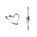 Adabele 20 Sets Heart Shape Toggle Clasp, T-Bar Jewelry Closure, 14.5mm (0.57 Inch), Antique Silver, MC-AF7