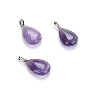 4pcs Natural Purple Amethyst Gemstone Pendants, 20x15mm Teardrop Stone Drops, G2P-T4