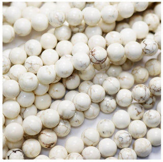Natural Magnesite Imitated White Howlite Gemstone Round Beads, 6mm, Hole ID 1mm, 30 Inch, About 130pcs Beads, GR-F6