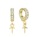 2pcs 925 Sterling Silver Hinged Bails, with Eye Pin Bails, Real 18K Yellow Gold Plated, Cubic Zirconia CZ, 17mm, SS94-2