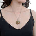1pc You Are My Only Love Necklace, Natural Unakite Jasper Gemstone Large Heart Pendant, 18 Inch Surgical Stainless Steel Chain, GGP8-6