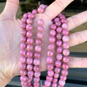 Natural Grade A Pink Rhodonite Gemstone Round Beads, 1 Strand/15 Inch, Size Selections: 6mm/8mm/10mm