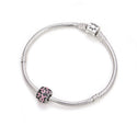 1pc Real 925 Sterling Silver Pink Ribbon Hope Courage Enamel Bead, Compatible with Pandora All Other Charm Bracelet, EC24-B1