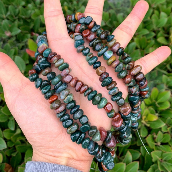 Natural Grade A Indian Agate Gemstone Smooth Tumbled Pebble Beads, Irregular, 8mm-10mm, Hole ID 1mm, 1 Strand/15 Inch, GZ3-11