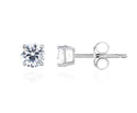 1 pair 925 Sterling Silver Stud Earrings, 3mm/0.11 Carat Round Cut Cubic Zirconia CZ Diamond, Small Tiny, SSE74-3