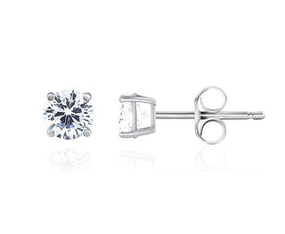 1 pair 925 Sterling Silver Stud Earrings, 3mm/0.11 Carat Round Cut Cubic Zirconia CZ Diamond, Small Tiny, SSE74-3