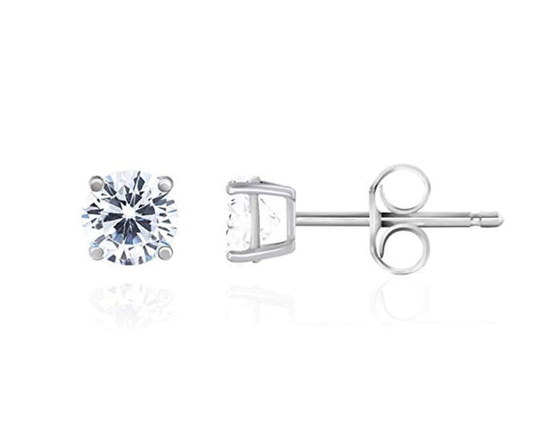 1 pair 925 Sterling Silver Stud Earrings, 3mm/0.11 Carat Round Cut Cubic Zirconia CZ Diamond, Small Tiny, SSE74-3