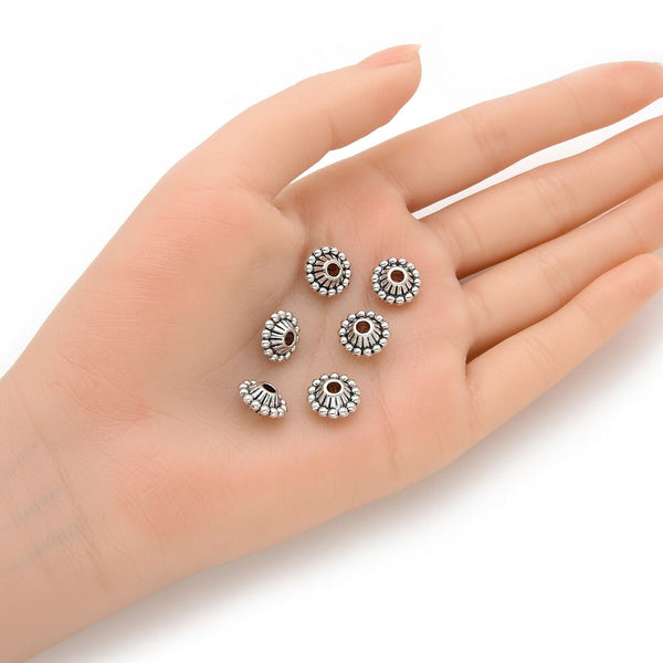 100pcs Large Hole Saucer Rondelle Beads, Antique Silver, 11mm, Hole ID 2.8mm, MC-S6