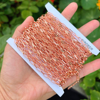 33 Feet Paperclip Cable Copper Chain Link, Bright Coppery, 7.5x3.5mm Large