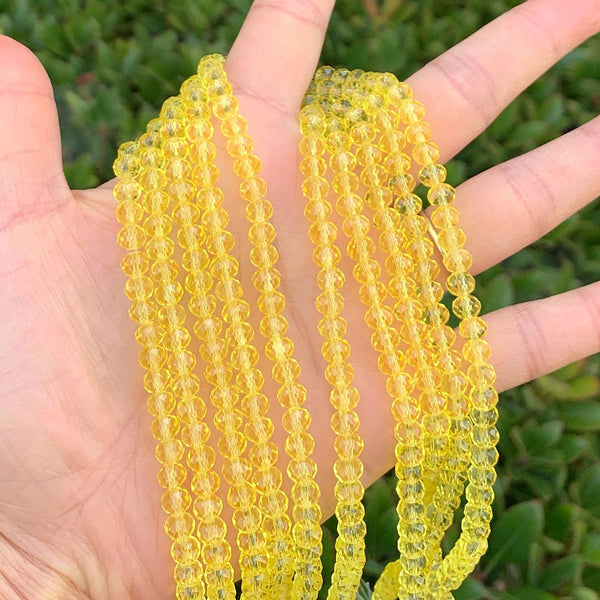 500pcs Creative Club Faceted Rondelle Crystal Glass Beads, Light Topaz, 6x4mm, Hole ID 1mm, CCR609