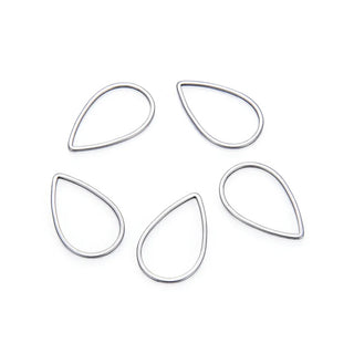 20pcs 304 Surgical Stainless Steel Teardrop Hoop Link Findings – Open Back Bezel Connectors (16mm/22mm/25mm)