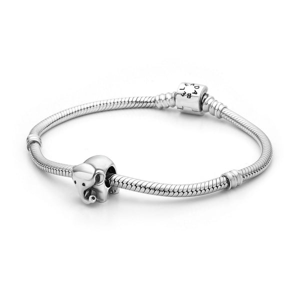 1pc Cute Solid 925 Sterling Silver Elephant Charm Good Luck Bead, Compatible with Pandora All Other Charm Bracelets, EC2-G2