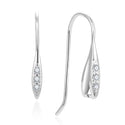 4pc Sterling Silver Fancy Earring Hooks, Pinch Bail, Cubic Zirconia CZ, Tarnish Resistant Rhodium Plated, 20mm, Strong, SS258