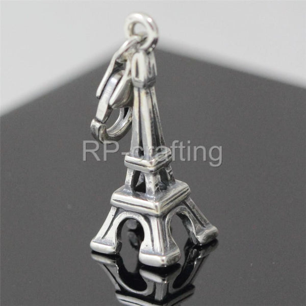 1pc Solid 925 Sterling Silver Paris Eiffel Tower Charm Dangle Bead Charm, Compatible with Pandora All Other Charm Bracelet, EC39
