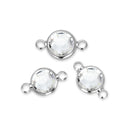 10pcs Grade A April Diamond Clear Birthstone Links, Sterling Silver Plated Brass, Size Selections: 6mm/8mm