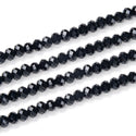140pcs Creative Club Faceted Rondelle Crystal Glass Beads, Jet Black, 8x6mm, Hole ID 1.1mm, CCR823