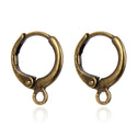 50pcs Round Hoop Huggie Leverback Earring Hooks, Antique Bronze Plated Brass, 14mm, CF262-4