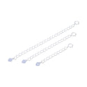 2pcs 925 Sterling Silver Chain Extender with Clasp, Heart Drop Cable Chain Extension, Length Selections: 2 inch/3 inch/4 inch/5 inch/6 inch