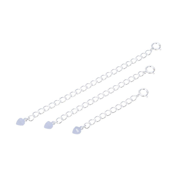 2pcs 925 Sterling Silver Chain Extender with Clasp, Heart Drop Cable Chain Extension, Length Selections: 2 inch/3 inch/4 inch/5 inch/6 inch