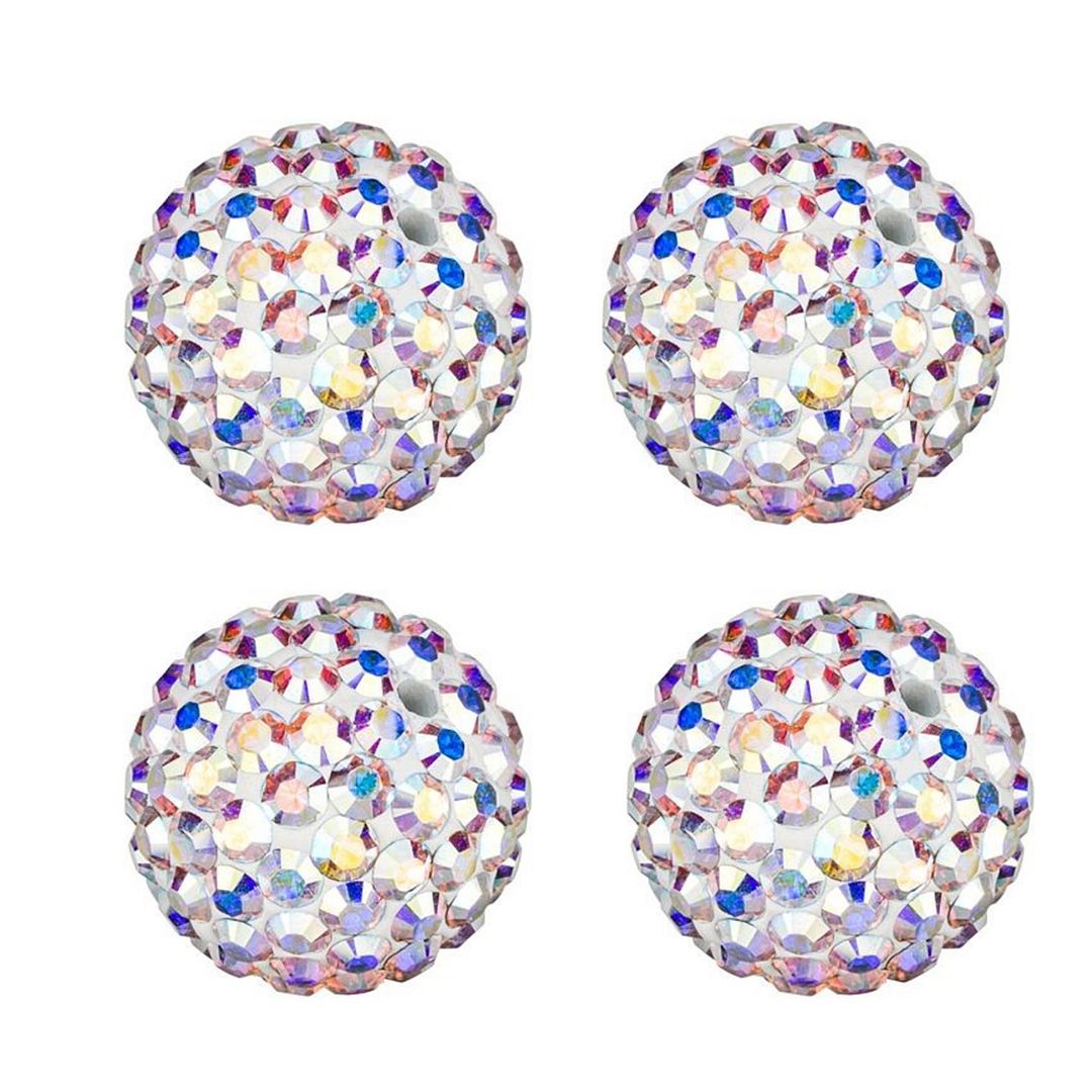 25pcs Adabele Grade AA+ Suncatcher Crystal Rhinestone Pave Polymer Clay Beads, Clear White AB, Size Selections: 8mm/10mm/12mm