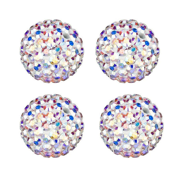 25pcs Adabele Grade AA+ Suncatcher Crystal Rhinestone Pave Polymer Clay Beads, Clear White AB, Size Selections: 8mm/10mm/12mm