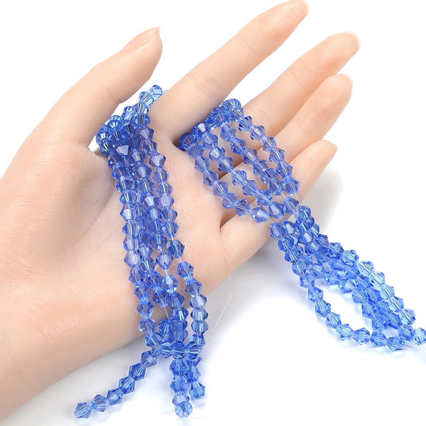 250pcs Creative Club Faceted Bicone Crystal Glass Beads, Light Sapphire Blue, 6mm (0.24 Inch), Hole ID 1mm, CCB614