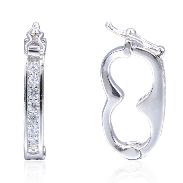 1pc Sterling Silver Hinged Necklace Shortener Enhancer Clasp, Cubic Zirconia CZ Diamond, Tarnish Resistant Rhodium Plated, Used for 8mm Beads, SS379