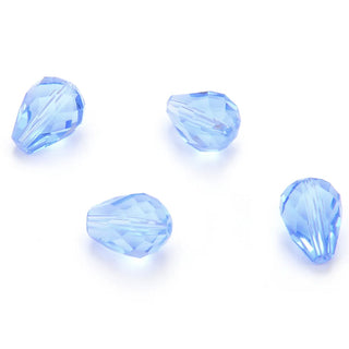 24pcs Adabele Austrian Faceted Teardrop Crystal Beads #5500, Light Sapphire Blue, 8mm x 6mm, Hole ID 1mm, SST-814
