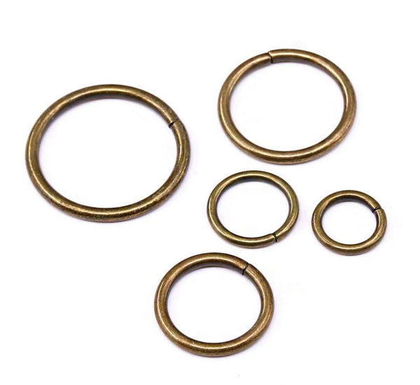 100pcs Open Jump Rings, O Rings, Antique Bronze Plated Brass, 1mm/18 Gauge, Size Selections: 10mm/12mm