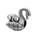 Real Solid Sterling Silver Charm Swan & Monkey Bead, Compatible with Pandora All Other Charm...