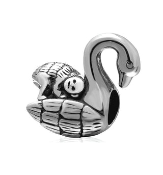 Real Solid Sterling Silver Charm Swan & Monkey Bead, Compatible with Pandora All Other Charm...