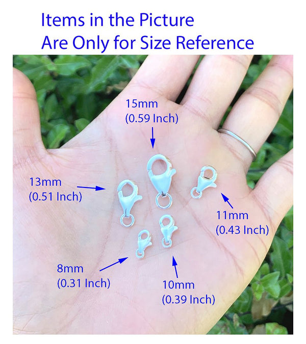 2pcs 925 Sterling Silver Lobster Claw Clasps, Real 18K Yellow Gold Plated, Size Selections: 10mm/11mm/13mm/15mm