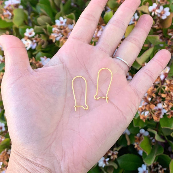 10pcs 925 Sterling Silver Kidney Earring Hooks, Real 18K Yellow Gold Plated, 0.9mm/19 Gauge, Length Selections: 18mm/25mm/36mm