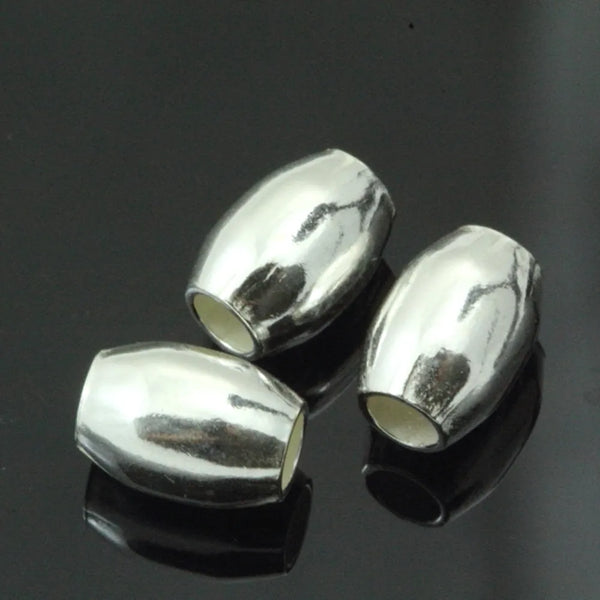 10pcs 925 Sterling Silver Oval Rice Spacer Beads, 8x6mm, Hole ID 2.2mm, SS114