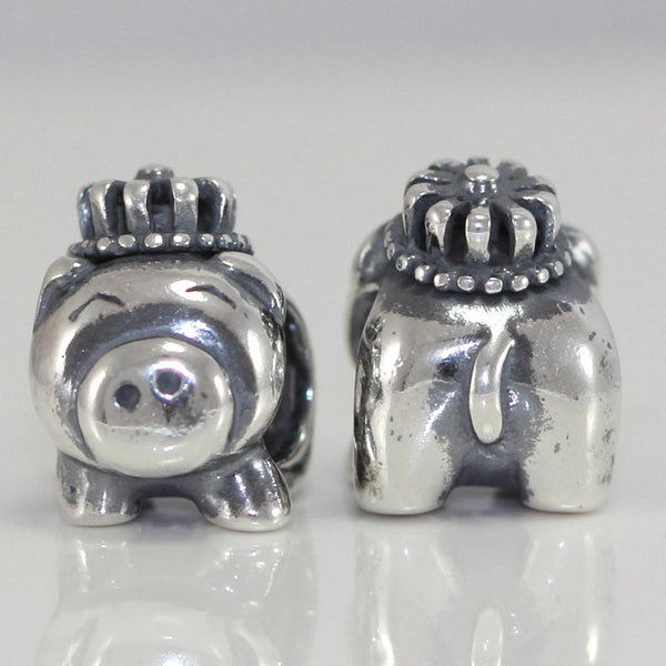 1pc Real Solid Sterling Silver Pig Charm Lucky Chinese Zodiac Bead, Compatible with Pandora All Other Charm Bracelets, EC265