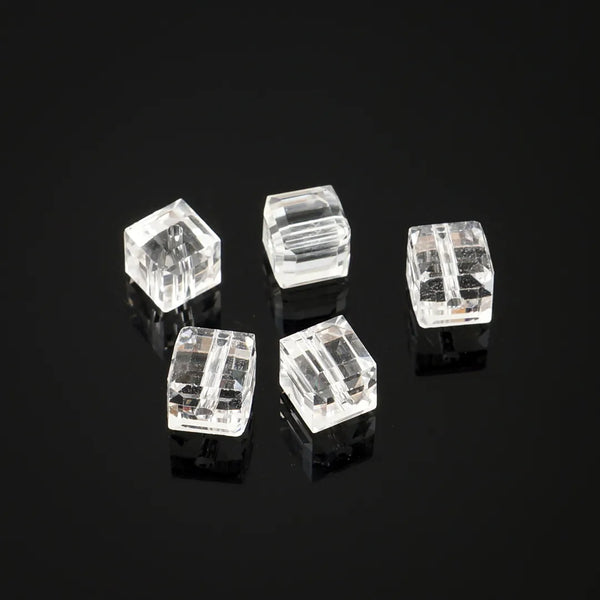 24pcs Adabele Austrian Faceted Cube Crystal Beads #5601, Crystal Clear, Size Selections: 4mm/6mm/8mm