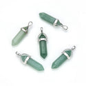 4pcs Natural Green Aventurine Gemstone Pendants, 42mm Loose Bullet Point Stone Drops, G2P-C17