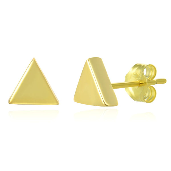1 Pair 18K Yellow Gold Plated 925 Sterling Silver Stud Earrings, Triangle Delta Ear Studs, Small Tiny, SSE97-2