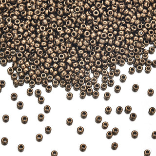 25g Miyuki Rocaille 15/0 Round Seed Bead Opaque Metallic Dark Bronze RR-457