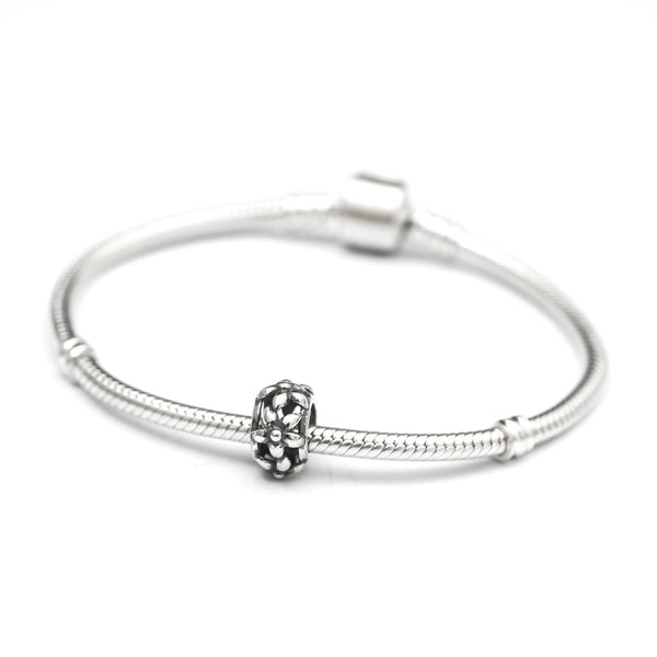1pc Solid 925 Sterling Silver Cute Flower Bead, Compatible with Pandora All Other Charm Bracelet, EC543
