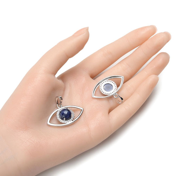 2pcs Natural Blue Sodalite Gemstone Pendants, 33x18mm Evil Eye Stone Drops, G2P-L7